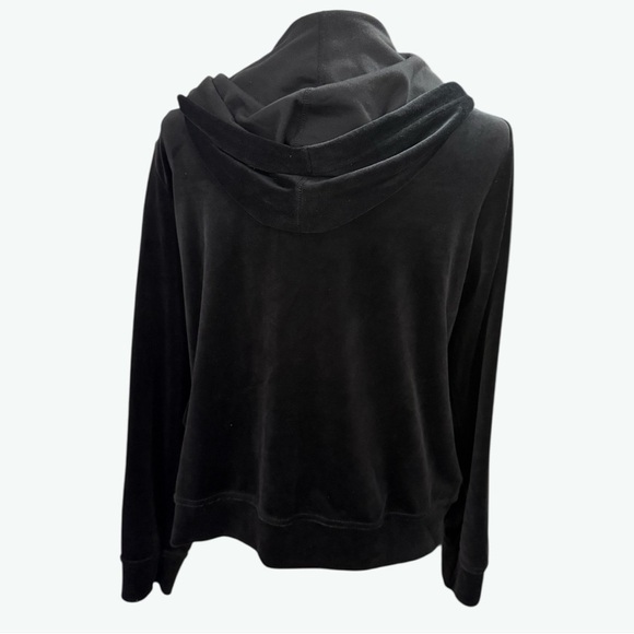 NICOLE MILLER | Black Velvet Zip Up Hoodie Large - Picture 2 of 4